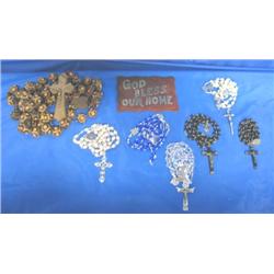 LOT, ROSARY COLLECTION (7) INCLUDING SIGN "GO