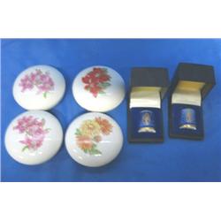 SET OF (4) PORCELAIN CUPS W/ LIDS "LILLIAN VE