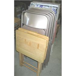 LOT, (8) FOLDING CHAIRS & TV TRAYS *WE WILL N
