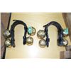 Image 1 : Pr of Authentic Brass Horse Bells with Good Harness Leather
