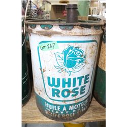 White Rose Five Gallon Pail with a Lid and a Spout