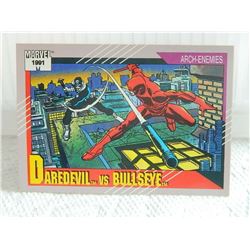 MARVEL COLLECTOR CARD IN CLEAR SLEEVE - 1991 IMPEL - NEAR MINT - #104 - DAREDEVIL VS BULLSEYE