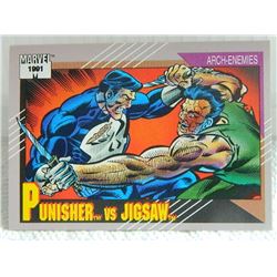 MARVEL COLLECTOR CARD IN CLEAR SLEEVE - 1991 IMPEL - NEAR MINT - #100 - PUNISHER VS JIGSAW