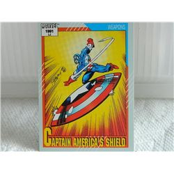 MARVEL COLLECTOR CARD IN CLEAR SLEEVE - 1991 IMPEL - NEAR MINT - #127 - CAPTAIN AMERICA'S SHEILD