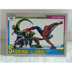MARVEL COLLECTOR CARD IN CLEAR SLEEVE - 1991 IMPEL - NEAR MINT - #112 - SPIDER-MAN VS LIZARD
