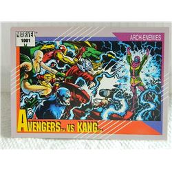 MARVEL COLLECTOR CARD IN CLEAR SLEEVE - 1991 IMPEL - NEAR MINT - #96 - AVENGERS VS KANG