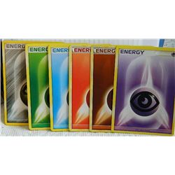 POKEMON COLLECTOR ENERGY CARDS - PSYCHIC(1) + FIGHTING(1) + FIRE(1) + WATER(1) + GRASS (1) + METAL(1