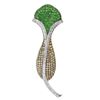 Image 1 : 14KT White Gold 2.80ctw Tsavorite and Diamond Brooch