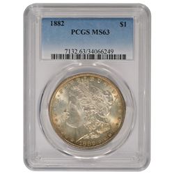 1882 $1 Morgan Silver Dollar Coin PCGS MS63