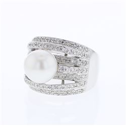 18KT White Gold 6.53ct Pearl and Diamond Ring