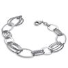 Image 1 : Sterling Silver Polished & Textured Oval Link Bracelet