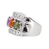 Image 2 : 14KT White Gold 3.32ctw Multi Color Sapphire and Diamond Ring