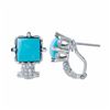 Image 1 : 14KT White Gold 2.70ctw Turquoise and Diamond Earrings