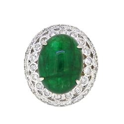 18KT White Gold 12.20ct GIA Cert Emerald and Diamond Ring