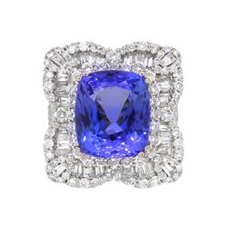 18KT White Gold 12.14ct Tanzanite and Diamond Ring