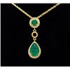 Image 1 : 14KT Yellow Gold Emerald Pendant with Chain