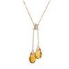 Image 1 : 14KT Rose Gold 4.82ctw Citrine and Diamond Pendant with Chain