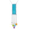 Image 1 : 14KT White Gold 3.67ctw Multi Color Sapphire and Turquoise Pendant with Chain