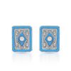 Image 1 : 14KT White Gold 1.17ctw Turquoise and Diamond Earrings