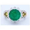 Image 1 : 14KT White Gold Emerald and Diamond Ring