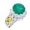 Image 4 : 14KT White Gold Emerald and Diamond Ring