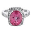 Image 1 : 14KT White Gold 5.00ct Pink Topaz and Diamond Ring