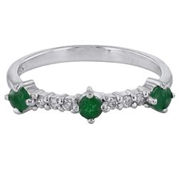 18KT White Gold 0.30ctw Emerald and Diamond Ring