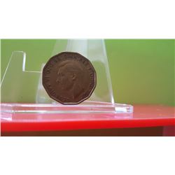 George VI Three Pence, 1939 Extremely fine condition