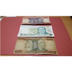 Lot Collection of brazil notes, (100,500,1000)
