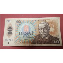 10 Czechoslovak Korun banknote 1986 (Pavol Orszag-Hviezdoslav)