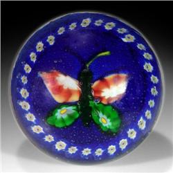 62: Chinese Butterfly On Blue Paperweight