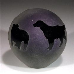 70: Correia Dogs Frosted Glass Paperweight