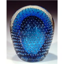 83: High-Domed Blue Bubble Paperweight