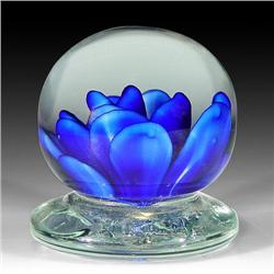 234: Miniature Blue Crimp Rose Paperweight