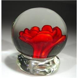 235: Upright Red Crimp Rose Paperweight