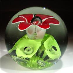 238: Possibly American Red Flower Paperweight