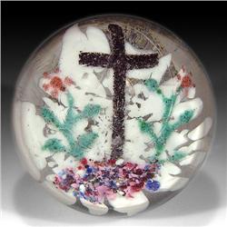 264: Antique Frit Cross Paperweight
