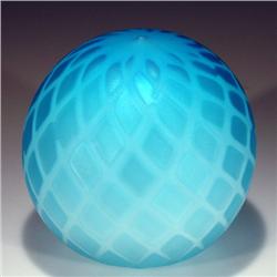 290: Hollow Blue Satin Frosted Paperweight