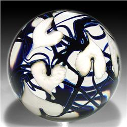 319: Lotton 1995 White Leaves Paperweight