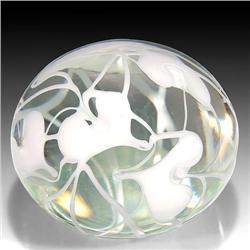 320: Lotton 1996 White Leaves Paperweight