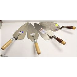 LOT OF 4 ASSORTED SIZE BRICK TROWELS
