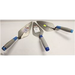 LOT OF 3 ASSORTED BRICK TROWELS