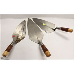 LOT OF 3 ASSORTED BRICK TROWELS