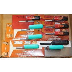 LOT OF 9 PLASTIC AND METAL TROWELS ON CHOICE