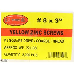22LB BOX OF #8X3" YELLOW ZINC SCREWS