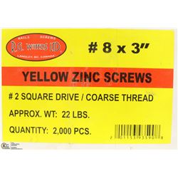 22LB BOX OF #8X3" YELLOW ZINC SCREWS