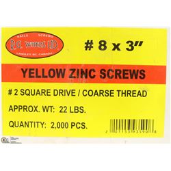 22LB BOX OF #8X3" YELLOW ZINC SCREWS