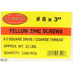 22LB BOX OF #8X3" YELLOW ZINC SCREWS