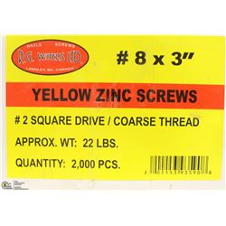 22LB BOX OF #8X3" YELLOW ZINC SCREWS