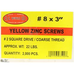 22LB BOX OF #8X3" YELLOW ZINC SCREWS